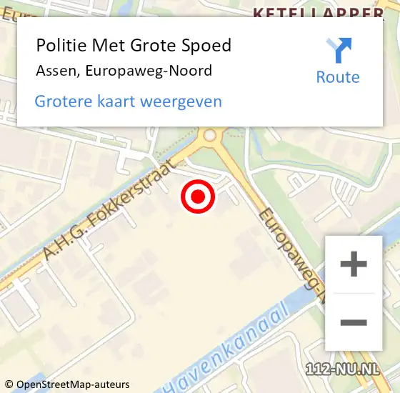 Locatie op kaart van de 112 melding: Politie Met Grote Spoed Naar Assen, Europaweg-Noord op 22 maart 2023 14:24