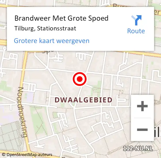 Locatie op kaart van de 112 melding: Brandweer Met Grote Spoed Naar Tilburg, Stationsstraat op 22 maart 2023 14:31