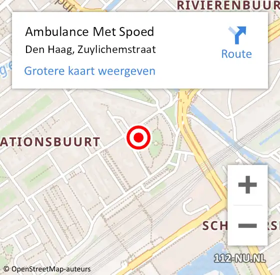 Locatie op kaart van de 112 melding: Ambulance Met Spoed Naar Den Haag, Zuylichemstraat op 22 maart 2023 14:31