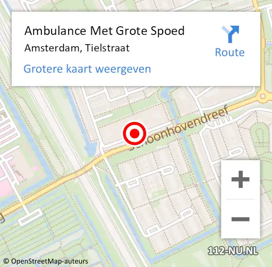 Locatie op kaart van de 112 melding: Ambulance Met Grote Spoed Naar Amsterdam, Tielstraat op 22 maart 2023 14:43