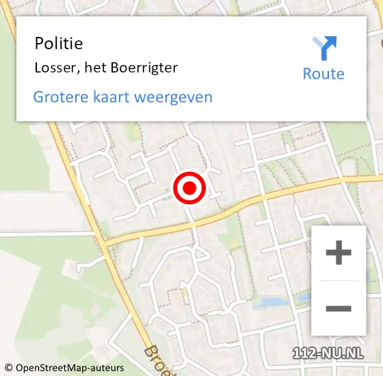 Locatie op kaart van de 112 melding: Politie Losser, het Boerrigter op 22 maart 2023 14:44