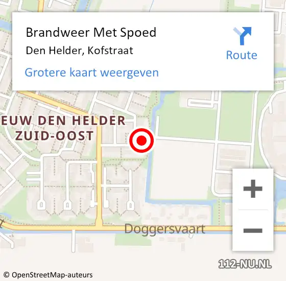 Locatie op kaart van de 112 melding: Brandweer Met Spoed Naar Den Helder, Kofstraat op 22 maart 2023 14:45