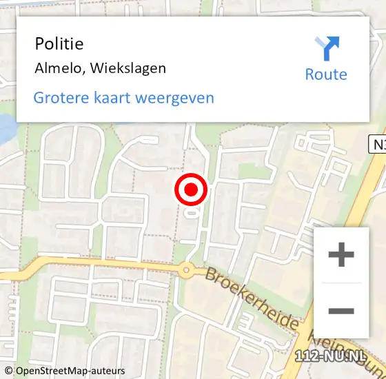 Locatie op kaart van de 112 melding: Politie Almelo, Wiekslagen op 22 maart 2023 14:46