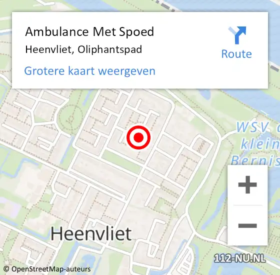 Locatie op kaart van de 112 melding: Ambulance Met Spoed Naar Heenvliet, Oliphantspad op 22 maart 2023 15:00