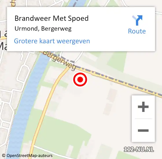 Locatie op kaart van de 112 melding: Brandweer Met Spoed Naar Urmond, Bergerweg op 22 maart 2023 15:06