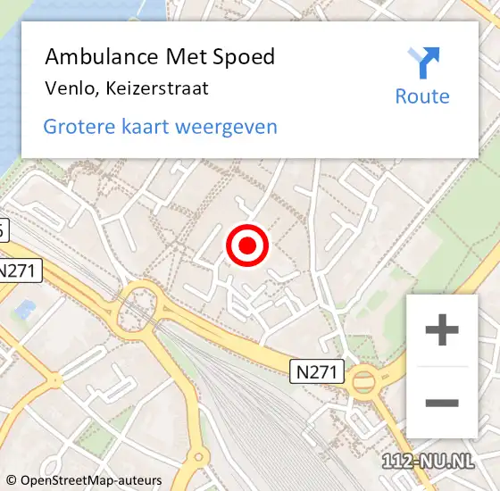 Locatie op kaart van de 112 melding: Ambulance Met Spoed Naar Venlo, Keizerstraat op 19 augustus 2014 19:47