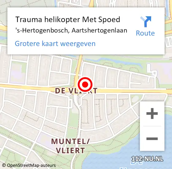 Locatie op kaart van de 112 melding: Trauma helikopter Met Spoed Naar 's-Hertogenbosch, Aartshertogenlaan op 22 maart 2023 15:36