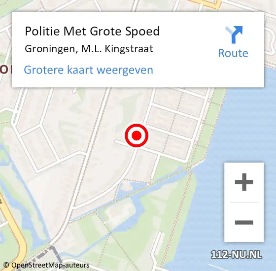 Locatie op kaart van de 112 melding: Politie Met Grote Spoed Naar Groningen, M.L. Kingstraat op 22 maart 2023 15:49