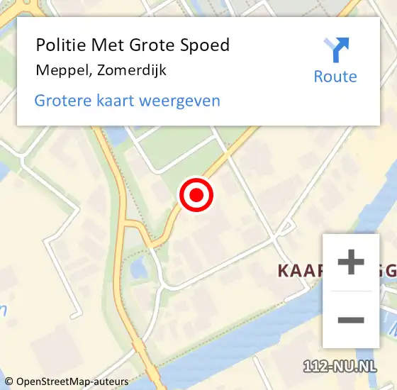 Locatie op kaart van de 112 melding: Politie Met Grote Spoed Naar Meppel, Zomerdijk op 22 maart 2023 16:26