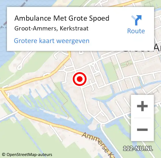 Locatie op kaart van de 112 melding: Ambulance Met Grote Spoed Naar Groot-Ammers, Kerkstraat op 22 maart 2023 16:28