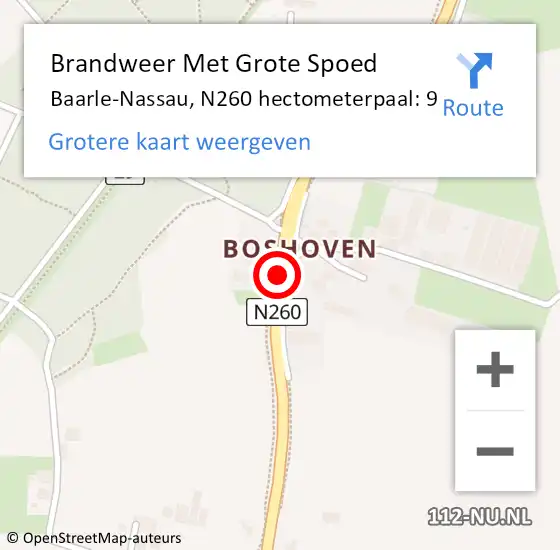 Locatie op kaart van de 112 melding: Brandweer Met Grote Spoed Naar Baarle-Nassau, N260 hectometerpaal: 9 op 22 maart 2023 16:29