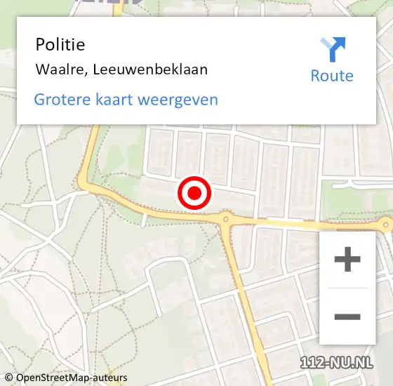 Locatie op kaart van de 112 melding: Politie Waalre, Leeuwenbeklaan op 22 maart 2023 17:31