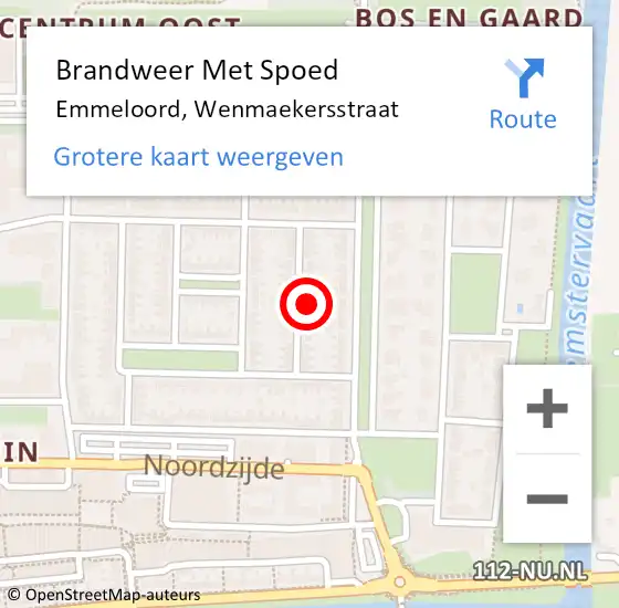 Locatie op kaart van de 112 melding: Brandweer Met Spoed Naar Emmeloord, Wenmaekersstraat op 22 maart 2023 18:07