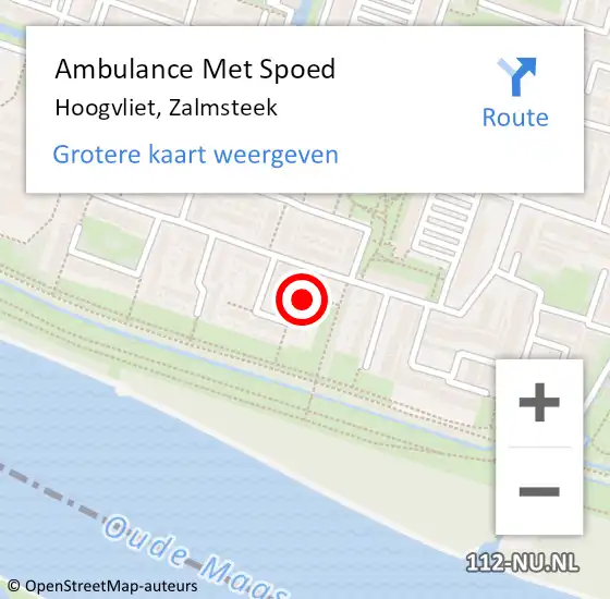 Locatie op kaart van de 112 melding: Ambulance Met Spoed Naar Hoogvliet, Zalmsteek op 22 maart 2023 18:10