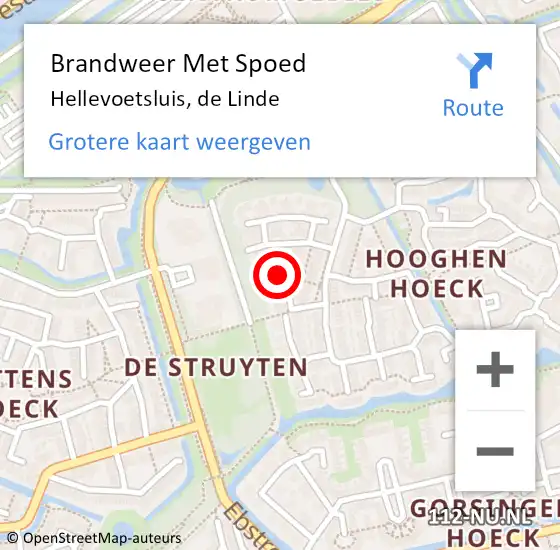 Locatie op kaart van de 112 melding: Brandweer Met Spoed Naar Hellevoetsluis, de Linde op 22 maart 2023 18:12