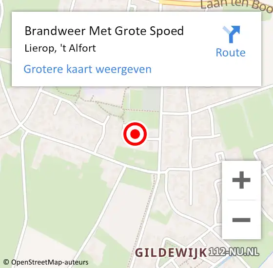 Locatie op kaart van de 112 melding: Brandweer Met Grote Spoed Naar Lierop, 't Alfort op 22 maart 2023 18:15