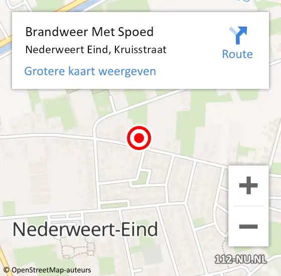 Locatie op kaart van de 112 melding: Brandweer Met Spoed Naar Nederweert Eind, Kruisstraat op 22 maart 2023 18:16