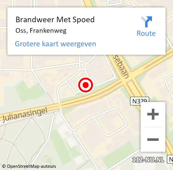 Locatie op kaart van de 112 melding: Brandweer Met Spoed Naar Oss, Frankenweg op 22 maart 2023 18:25