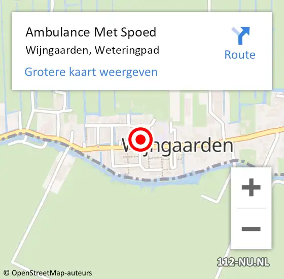 Locatie op kaart van de 112 melding: Ambulance Met Spoed Naar Wijngaarden, Weteringpad op 22 maart 2023 18:28