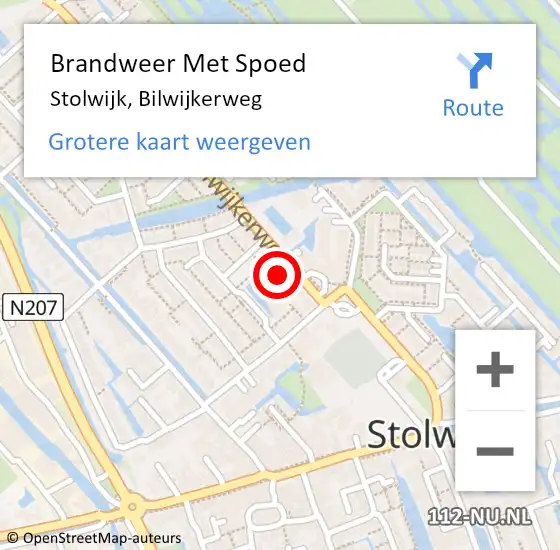 Locatie op kaart van de 112 melding: Brandweer Met Spoed Naar Stolwijk, Bilwijkerweg op 22 maart 2023 18:32