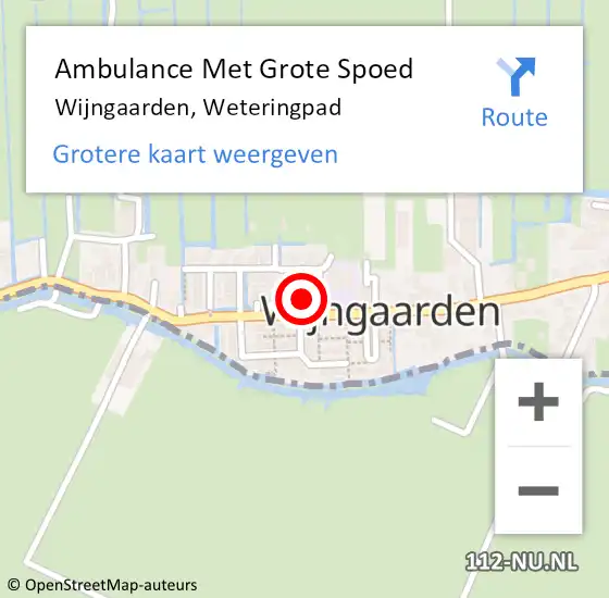 Locatie op kaart van de 112 melding: Ambulance Met Grote Spoed Naar Wijngaarden, Weteringpad op 22 maart 2023 18:33