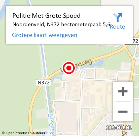 Locatie op kaart van de 112 melding: Politie Met Grote Spoed Naar Noordenveld, N372 hectometerpaal: 5,6 op 22 maart 2023 18:38