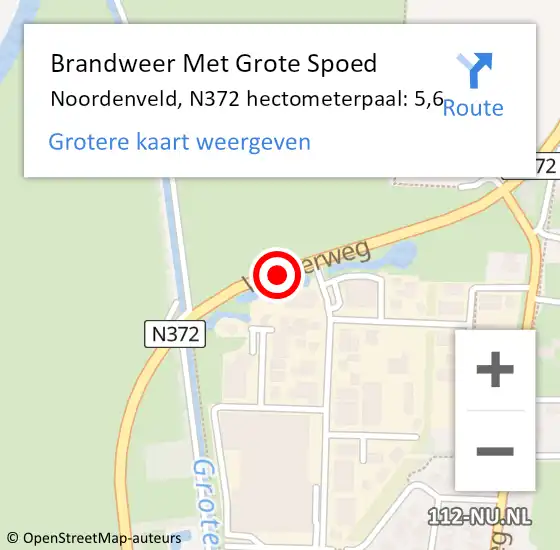 Locatie op kaart van de 112 melding: Brandweer Met Grote Spoed Naar Noordenveld, N372 hectometerpaal: 5,6 op 22 maart 2023 18:38