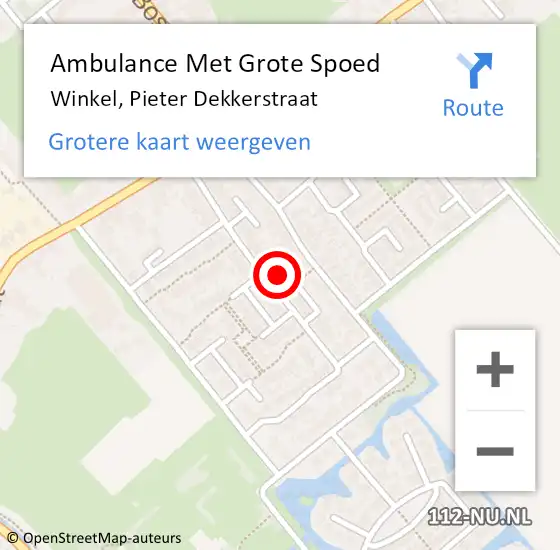 Locatie op kaart van de 112 melding: Ambulance Met Grote Spoed Naar Winkel, Pieter Dekkerstraat op 22 maart 2023 19:28
