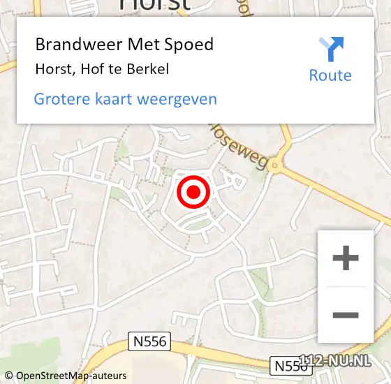 Locatie op kaart van de 112 melding: Brandweer Met Spoed Naar Horst, Hof te Berkel op 22 maart 2023 19:32