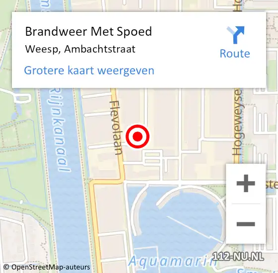 Locatie op kaart van de 112 melding: Brandweer Met Spoed Naar Weesp, Ambachtstraat op 22 maart 2023 19:44