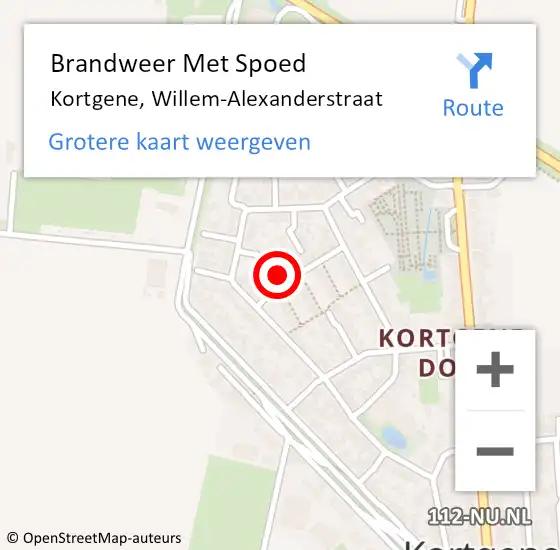 Locatie op kaart van de 112 melding: Brandweer Met Spoed Naar Kortgene, Willem-Alexanderstraat op 22 maart 2023 19:46
