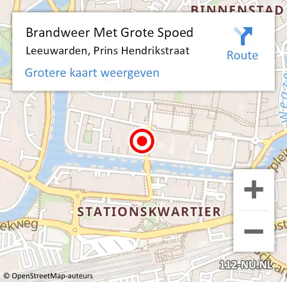 Locatie op kaart van de 112 melding: Brandweer Met Grote Spoed Naar Leeuwarden, Prins Hendrikstraat op 22 maart 2023 19:50