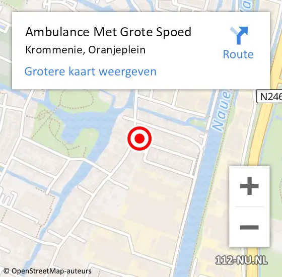 Locatie op kaart van de 112 melding: Ambulance Met Grote Spoed Naar Krommenie, Oranjeplein op 22 maart 2023 20:12