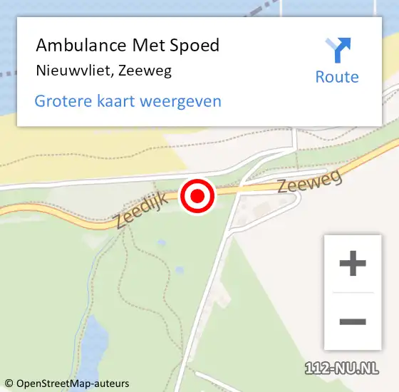 Locatie op kaart van de 112 melding: Ambulance Met Spoed Naar Nieuwvliet, Zeeweg op 19 augustus 2014 20:25