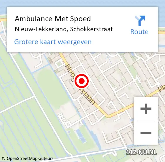Locatie op kaart van de 112 melding: Ambulance Met Spoed Naar Nieuw-Lekkerland, Schokkerstraat op 22 maart 2023 20:22