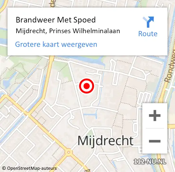 Locatie op kaart van de 112 melding: Brandweer Met Spoed Naar Mijdrecht, Prinses Wilhelminalaan op 22 maart 2023 20:35