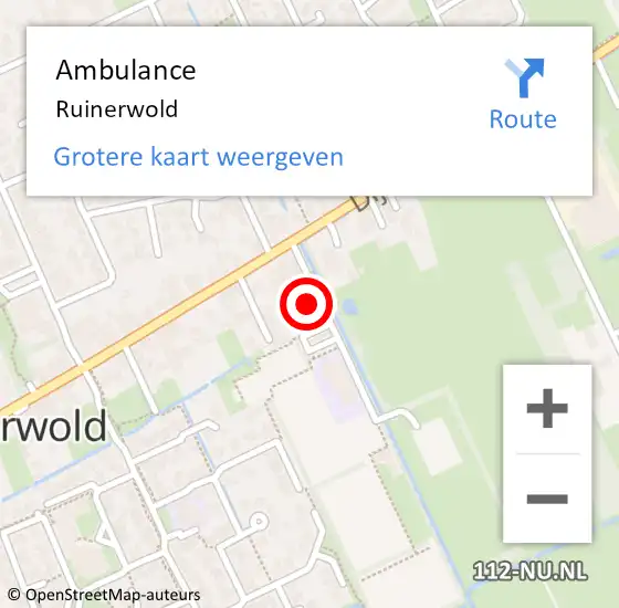 Locatie op kaart van de 112 melding: Ambulance Ruinerwold op 22 maart 2023 21:06