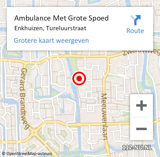 Locatie op kaart van de 112 melding: Ambulance Met Grote Spoed Naar Enkhuizen, Tureluurstraat op 22 maart 2023 21:31