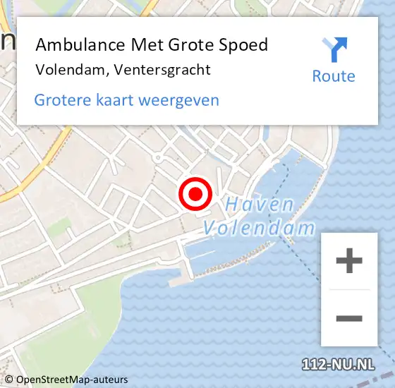 Locatie op kaart van de 112 melding: Ambulance Met Grote Spoed Naar Volendam, Ventersgracht op 22 maart 2023 21:33