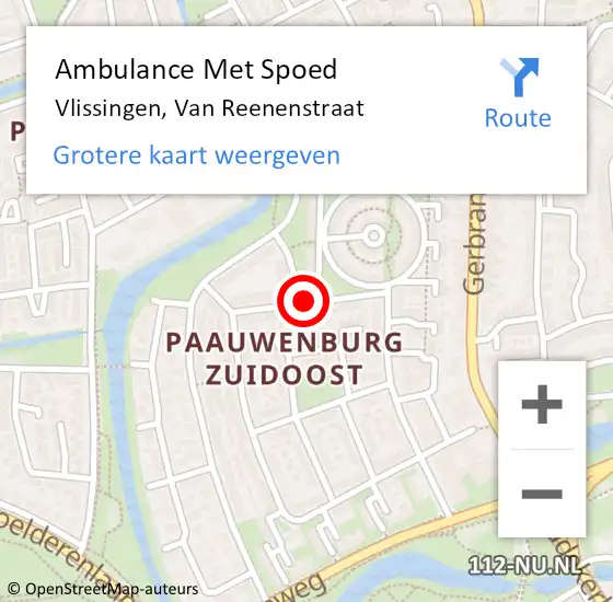 Locatie op kaart van de 112 melding: Ambulance Met Spoed Naar Vlissingen, Van Reenenstraat op 19 augustus 2014 20:34