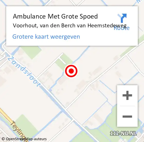 Locatie op kaart van de 112 melding: Ambulance Met Grote Spoed Naar Voorhout, van den Berch van Heemstedeweg op 22 maart 2023 22:04