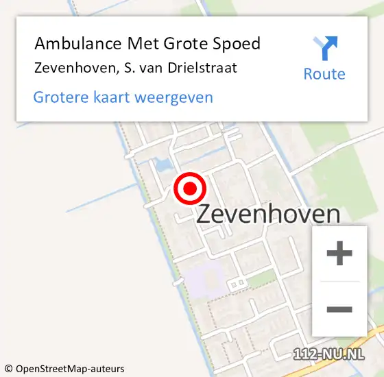 Locatie op kaart van de 112 melding: Ambulance Met Grote Spoed Naar Zevenhoven, S. van Drielstraat op 22 maart 2023 23:09