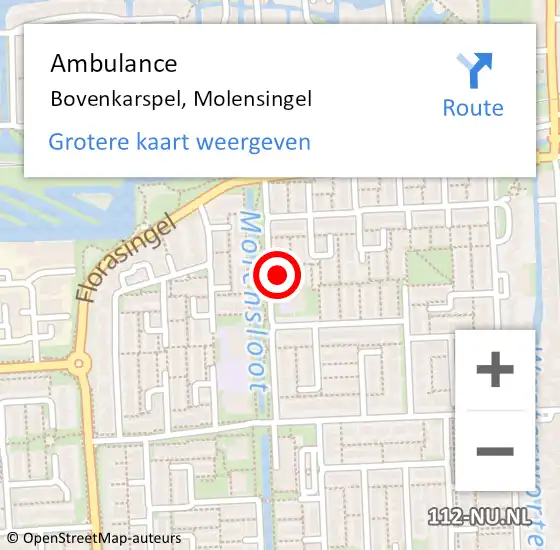 Locatie op kaart van de 112 melding: Ambulance Bovenkarspel, Molensingel op 22 maart 2023 23:13