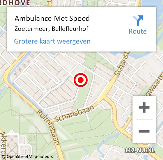 Locatie op kaart van de 112 melding: Ambulance Met Spoed Naar Zoetermeer, Bellefleurhof op 22 maart 2023 23:26