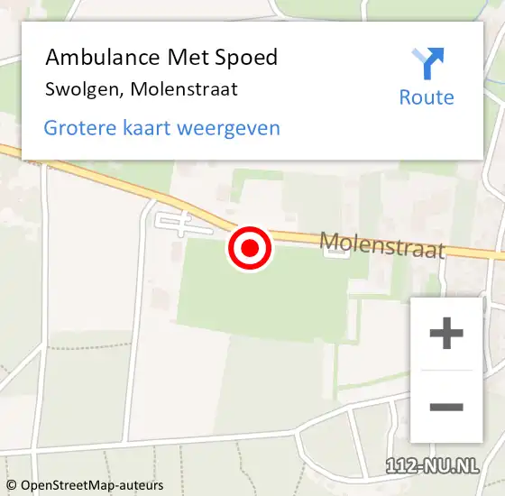 Locatie op kaart van de 112 melding: Ambulance Met Spoed Naar Swolgen, Molenstraat op 19 augustus 2014 20:39