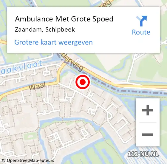 Locatie op kaart van de 112 melding: Ambulance Met Grote Spoed Naar Zaandam, Schipbeek op 22 maart 2023 23:56