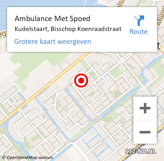 Locatie op kaart van de 112 melding: Ambulance Met Spoed Naar Kudelstaart, Bisschop Koenraadstraat op 22 maart 2023 23:57