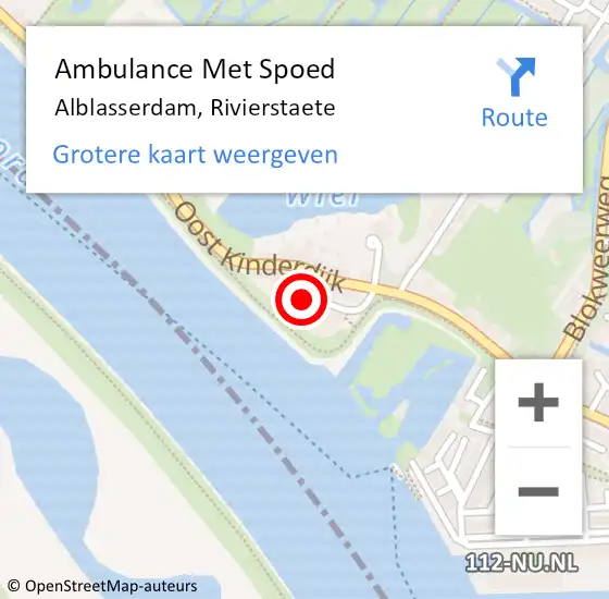 Locatie op kaart van de 112 melding: Ambulance Met Spoed Naar Alblasserdam, Rivierstaete op 23 maart 2023 00:55