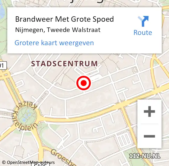 Locatie op kaart van de 112 melding: Brandweer Met Grote Spoed Naar Nijmegen, Tweede Walstraat op 23 maart 2023 01:40