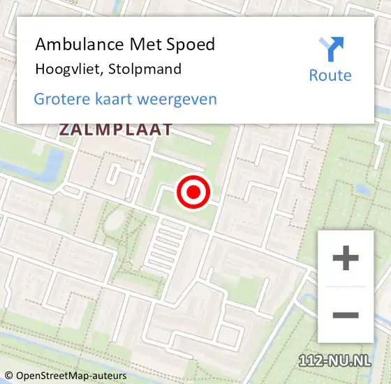 Locatie op kaart van de 112 melding: Ambulance Met Spoed Naar Hoogvliet, Stolpmand op 23 maart 2023 02:25